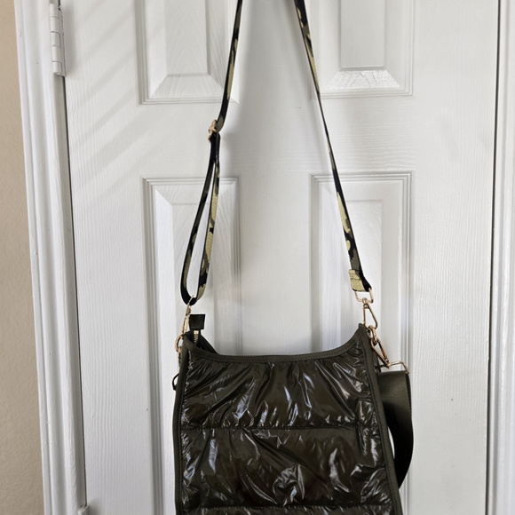 Quilted Crossbody Shoulder Bag in Olive Green - Picture 2 of 3